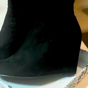 Black wedge ankle boots